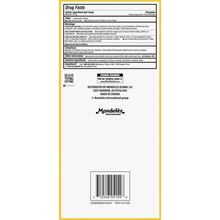 Halls Sugar Free Menthol Lyptus Honey Lemon Cough Drops-25 Count-12/Box-4/Case