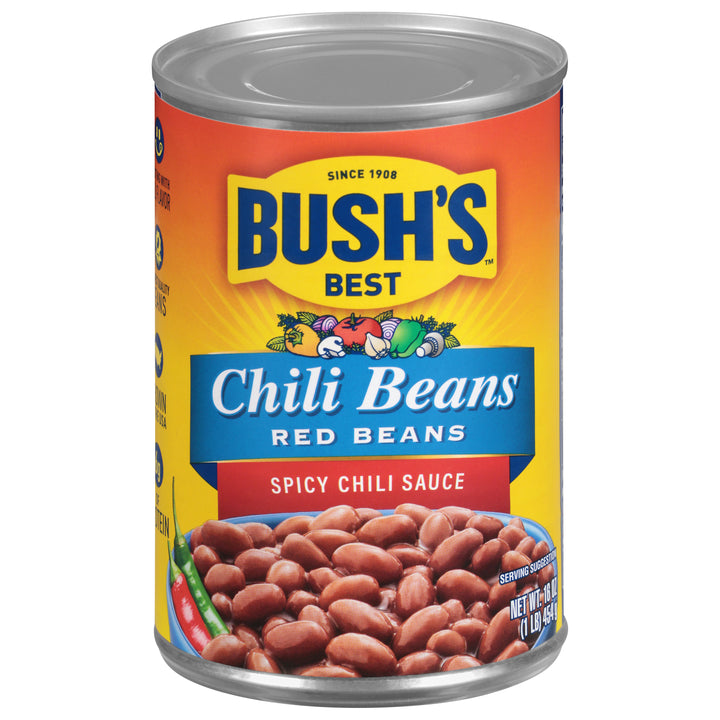 Bush's Best Hot Chili Beans Red Beans Hot Chili Sauce-16 oz.-12/Case
