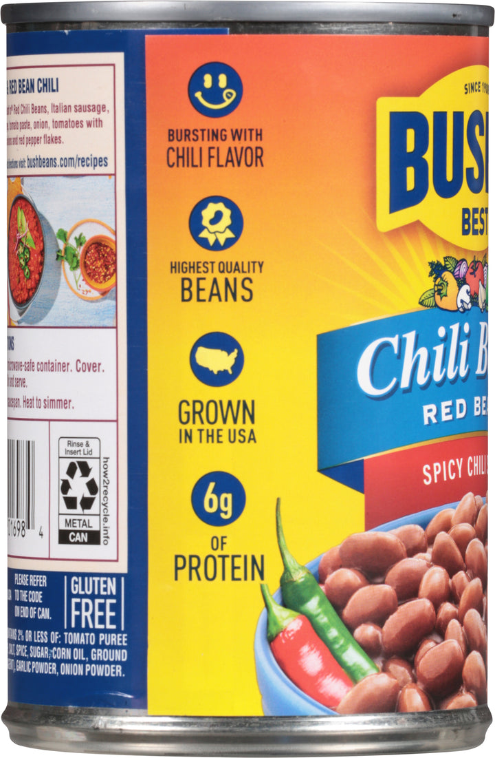Bush's Best Hot Chili Beans Red Beans Hot Chili Sauce-16 oz.-12/Case