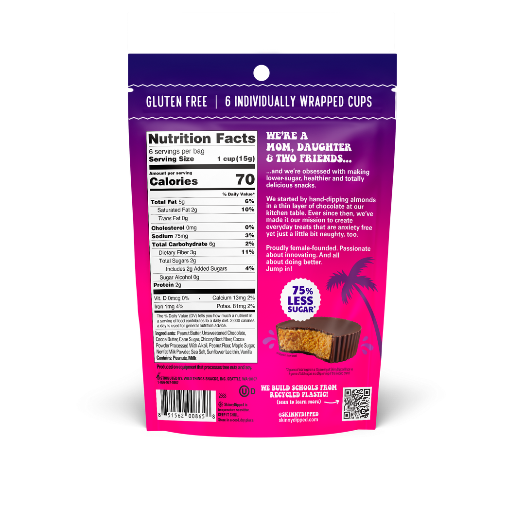 Skinny Dipped Dark Chocolate Peanut Butter Cups-3.17 oz.-10/Case