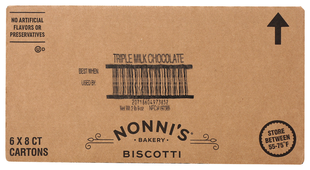 Nonni's Food Company Triple Milk Chocolate Without Nuts Biscotti-6.88 oz.-6/Case