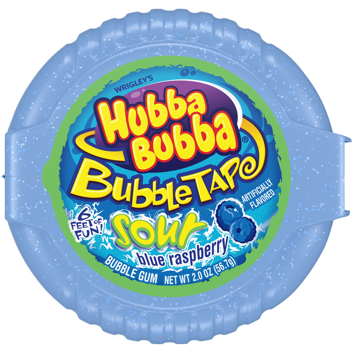 Hubba Bubba Sour Blue Raspberry Gum Tape-2 oz.-12/Case