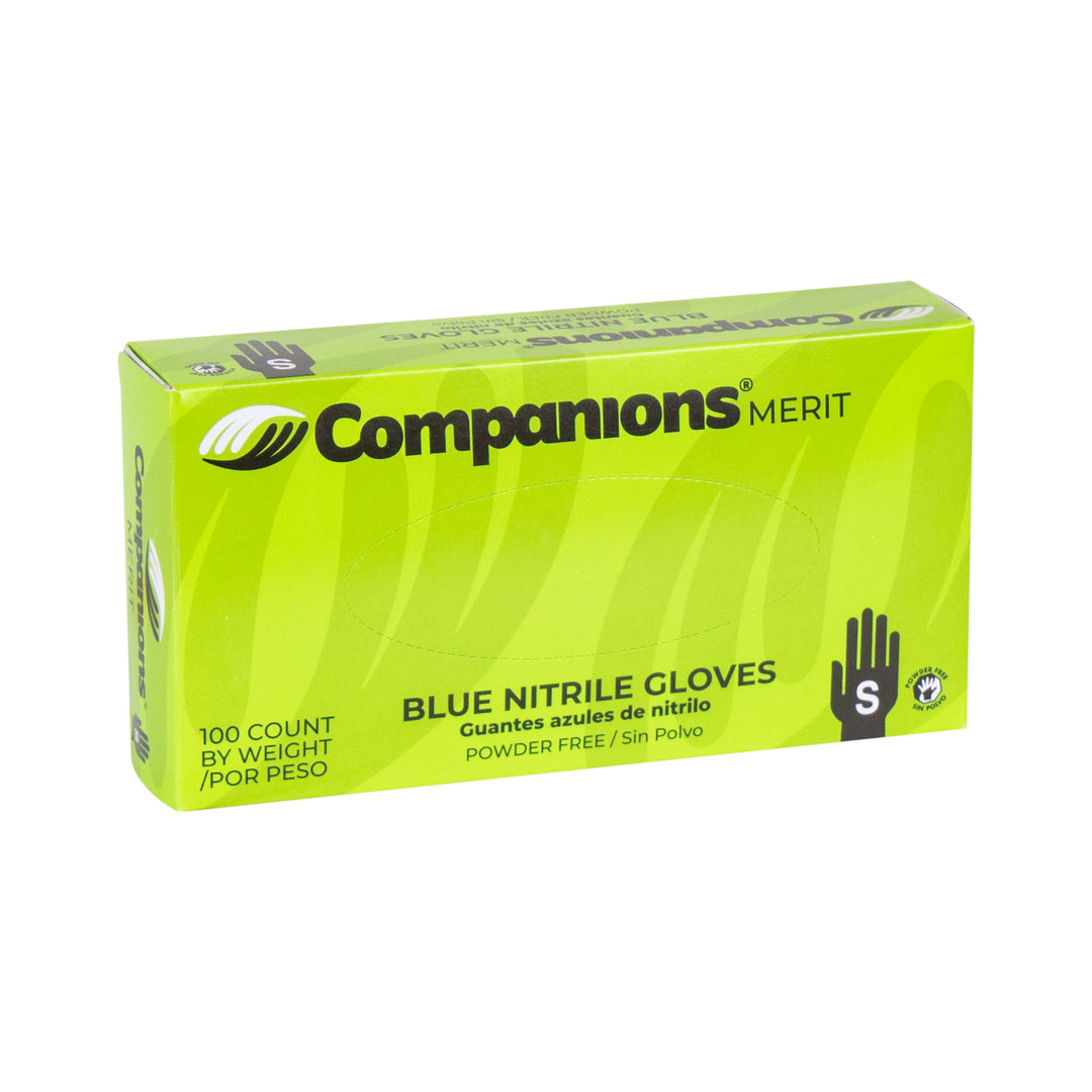 Companions Essentials Small Nitrile Blue Powder Free Glove-100 Each-100/Box-10/Case