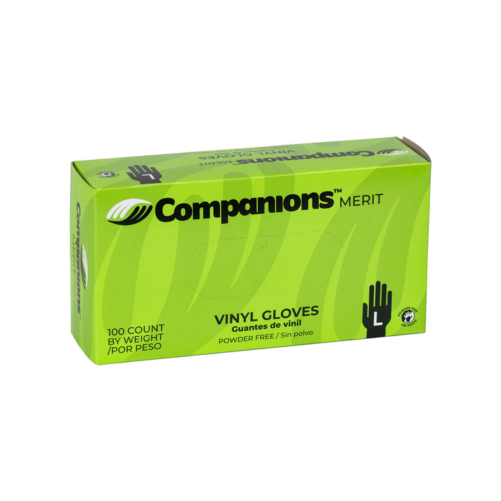 Companions Merit Vinyl Powder Free Large Glove-100 Each-100/Box-4/Case