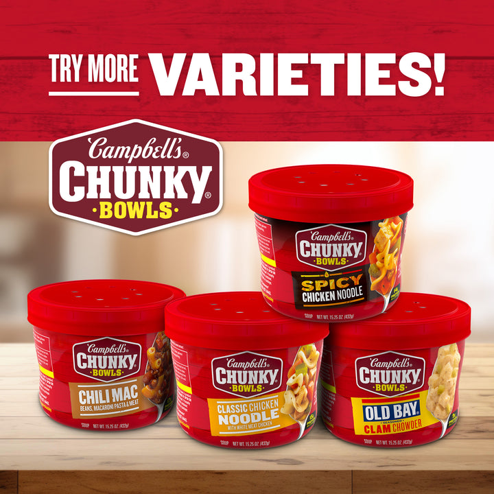 Campbell's Chunky Chili Mac Soup-Microwavable Bowl-15.25 oz.-8/Case