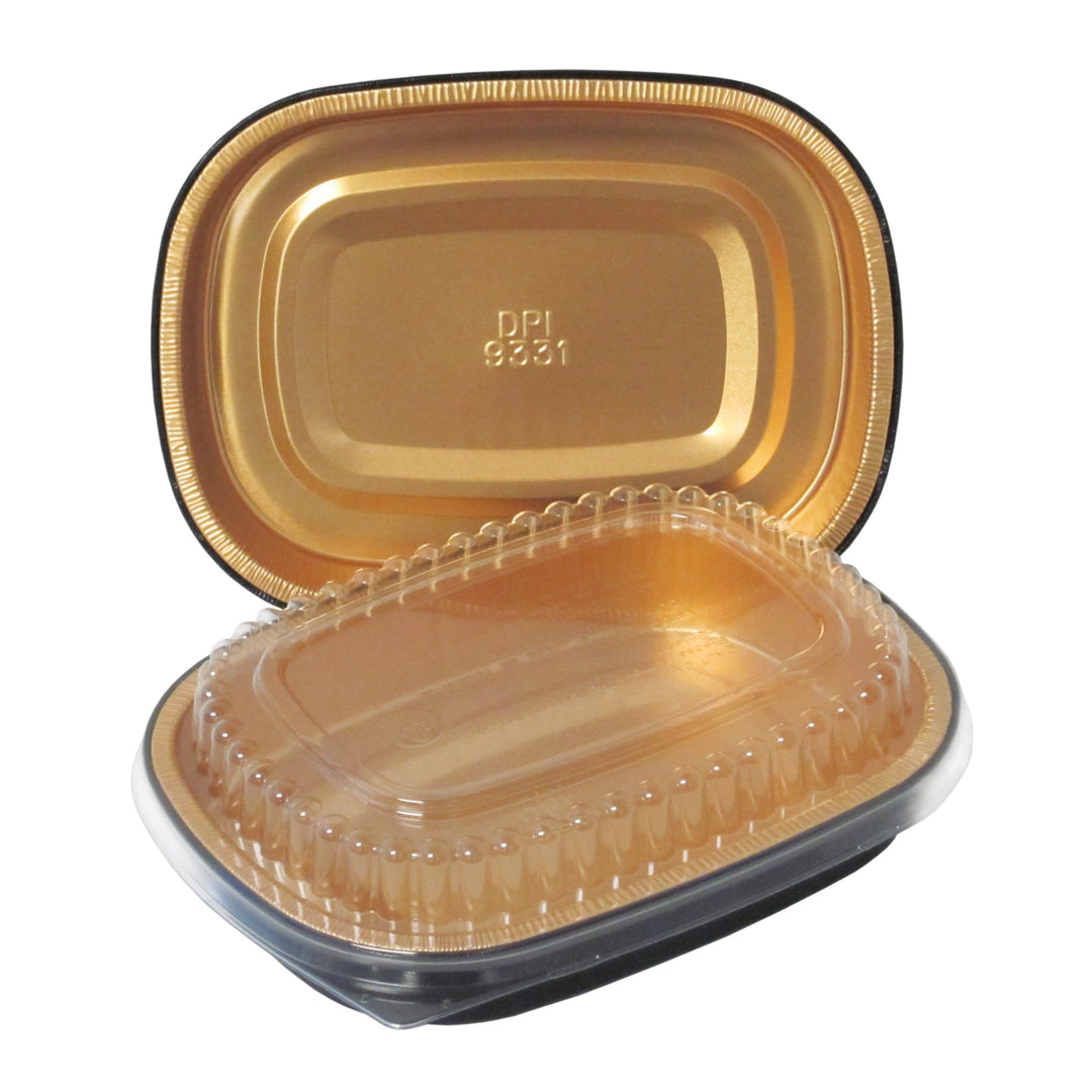 Durable Packaging Small Black & Gold Pan With Lid-100 Each-1/Case