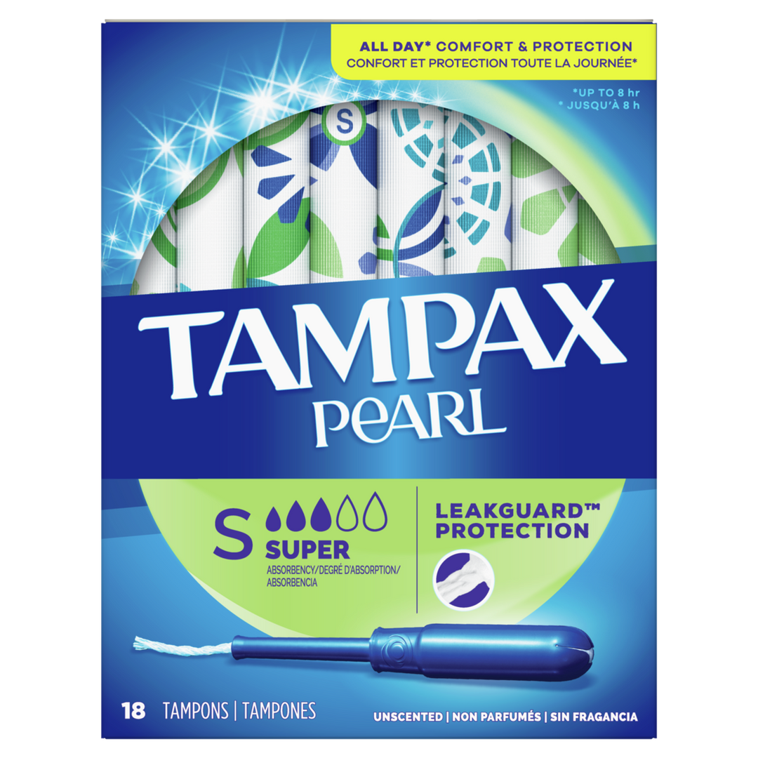 Tampax Pearl Super Unscented Tampons With Inners-18 Count-3/Box-4/Case