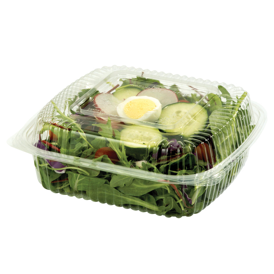 World Centric 8X8x3 in. 46Oz Compostable Hinged Clamshell-150 Each-2/Case