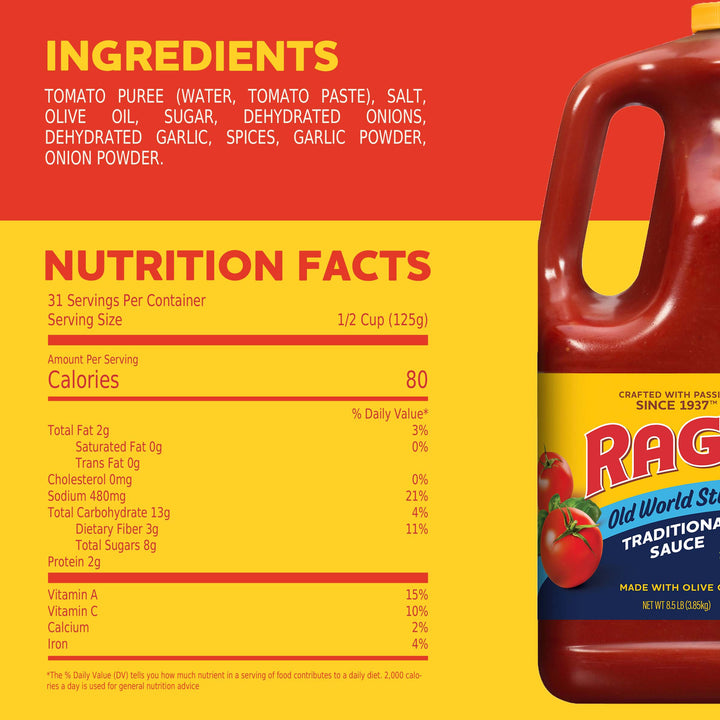 Ragu Old World Style Spaghetti Sauce-1 Gallon-4/Case
