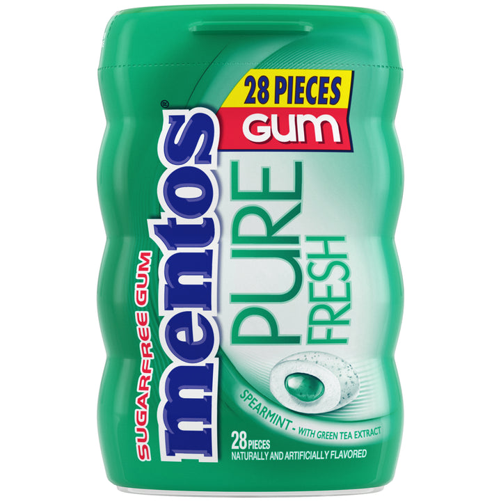 Mentos Pure Fresh Sugar-Free Chewing Gum With Xylitol-Spearmint-Six-6Ct Boxes Of Gum Bottles