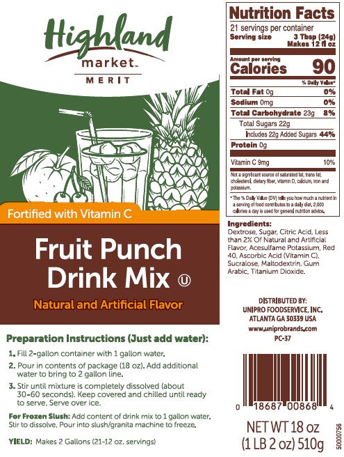Highland Market Fruit Punch Drink Mix-18 oz.-12/Case