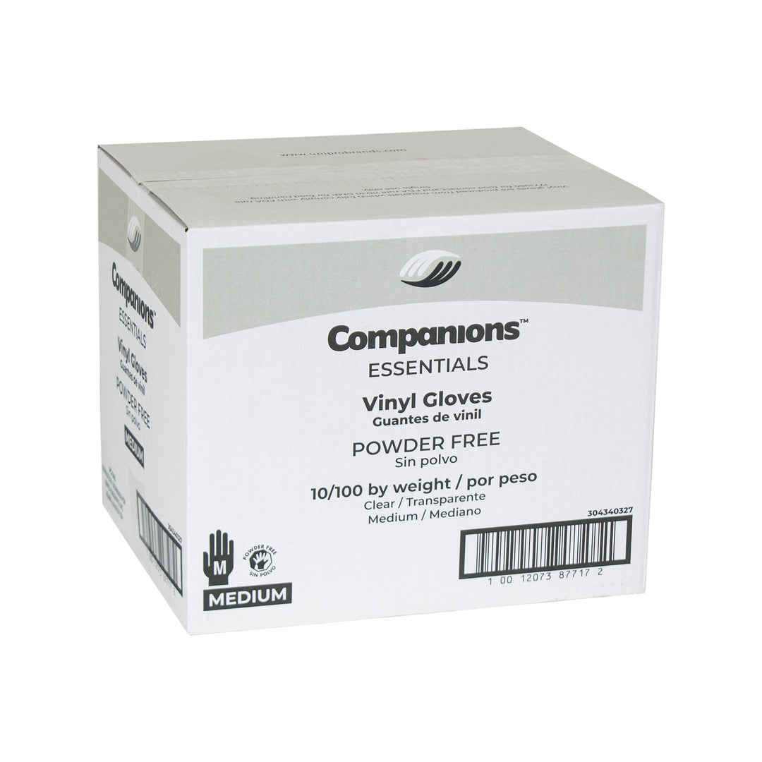 Companions Essentials Gloves Vinyl Powder Free Medium-100 Each-100/Box-10/Case