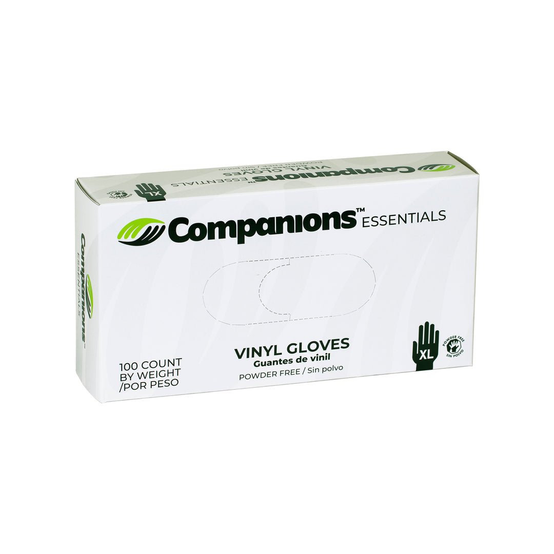 Companions Essentials Gloves Vinyl Powder Free Extra Large-100 Each-100/Box-10/Case