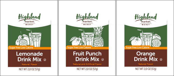 Highland Market Sugar Free Assorted Drink Mix-2 oz.-12/Case