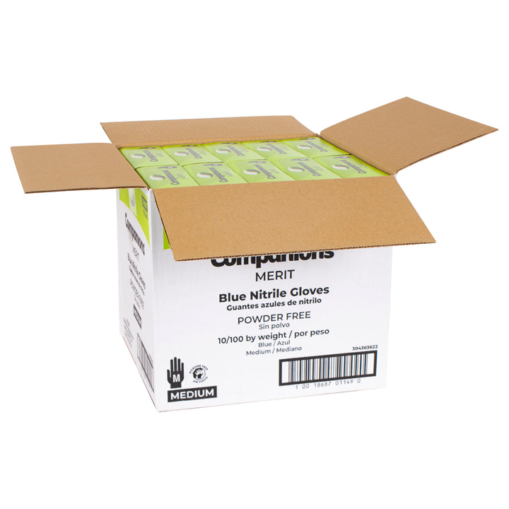 Companions Essentials Medium Nitrile Bluepowder Free Glove-100 Each-100/Box-10/Case