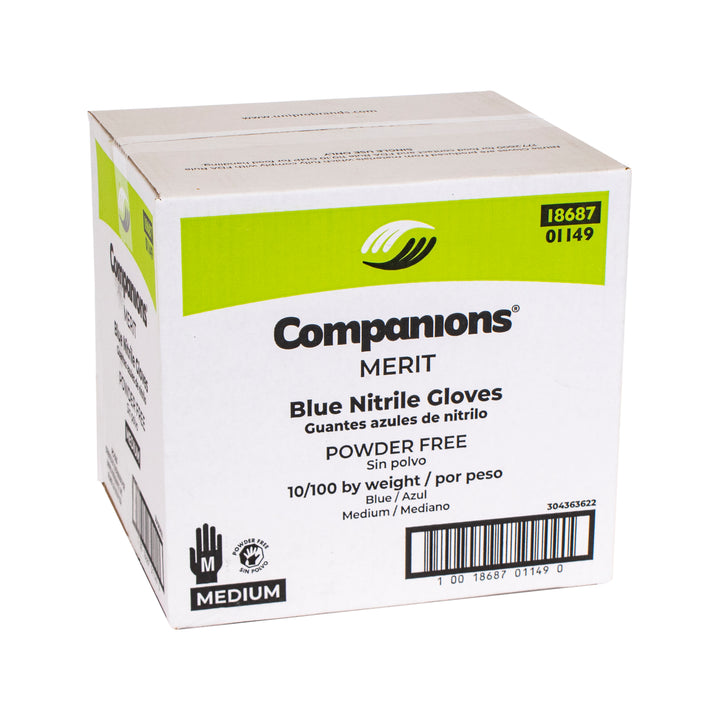 Companions Essentials Medium Nitrile Bluepowder Free Glove-100 Each-100/Box-10/Case