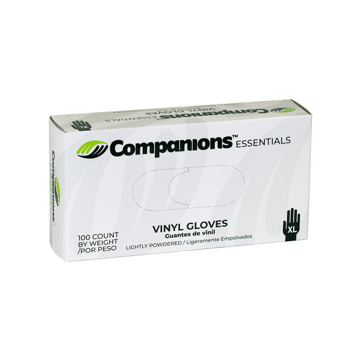 Companions Essentials Vinyl Lightly Powdered Extra Large Glove-100 Each-100/Box-10/Case