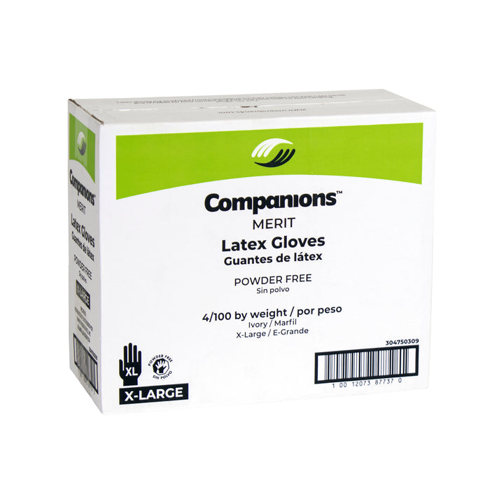 Companions Merit Latex Powder Free Extra Large Glove-100 Each-100/Box-4/Case