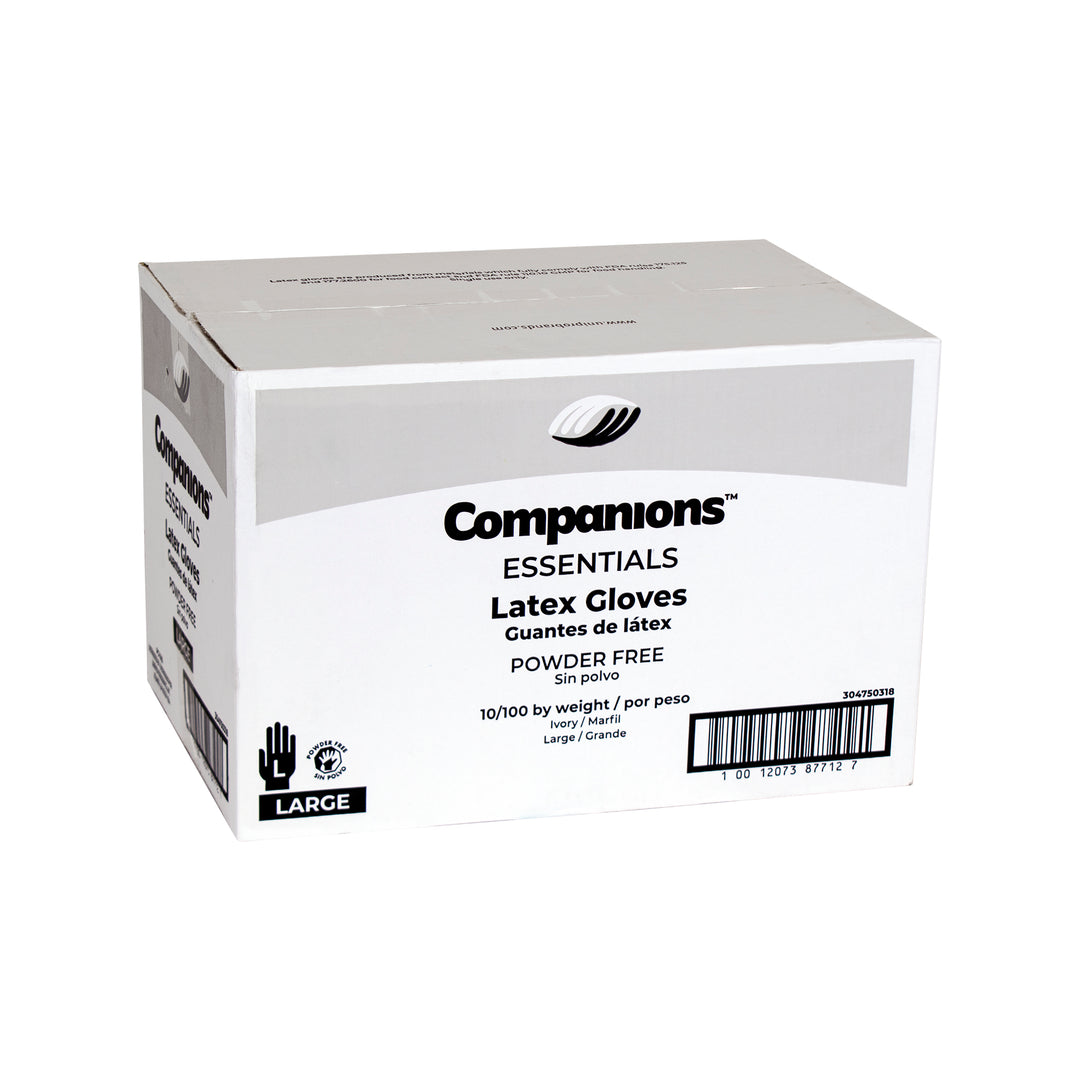 Companions Essentials Latex Powder Free Large Glove-100 Each-100/Box-10/Case