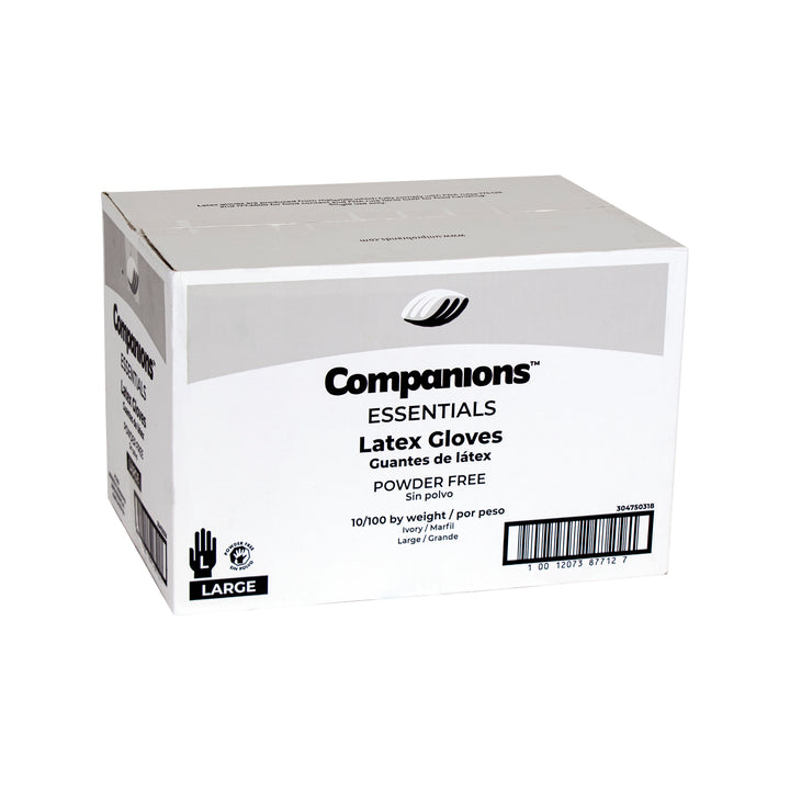 Companions Essentials Latex Powder Free Large Glove-100 Each-100/Box-10/Case