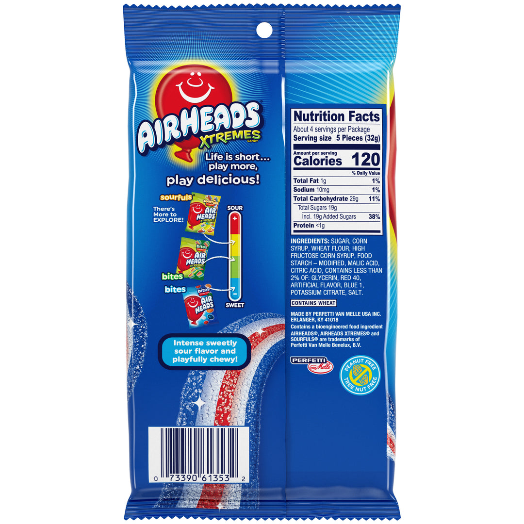 Airheads Xtremes Sweetly Candy Belts Peg Bag-4.5 oz.-12/Case