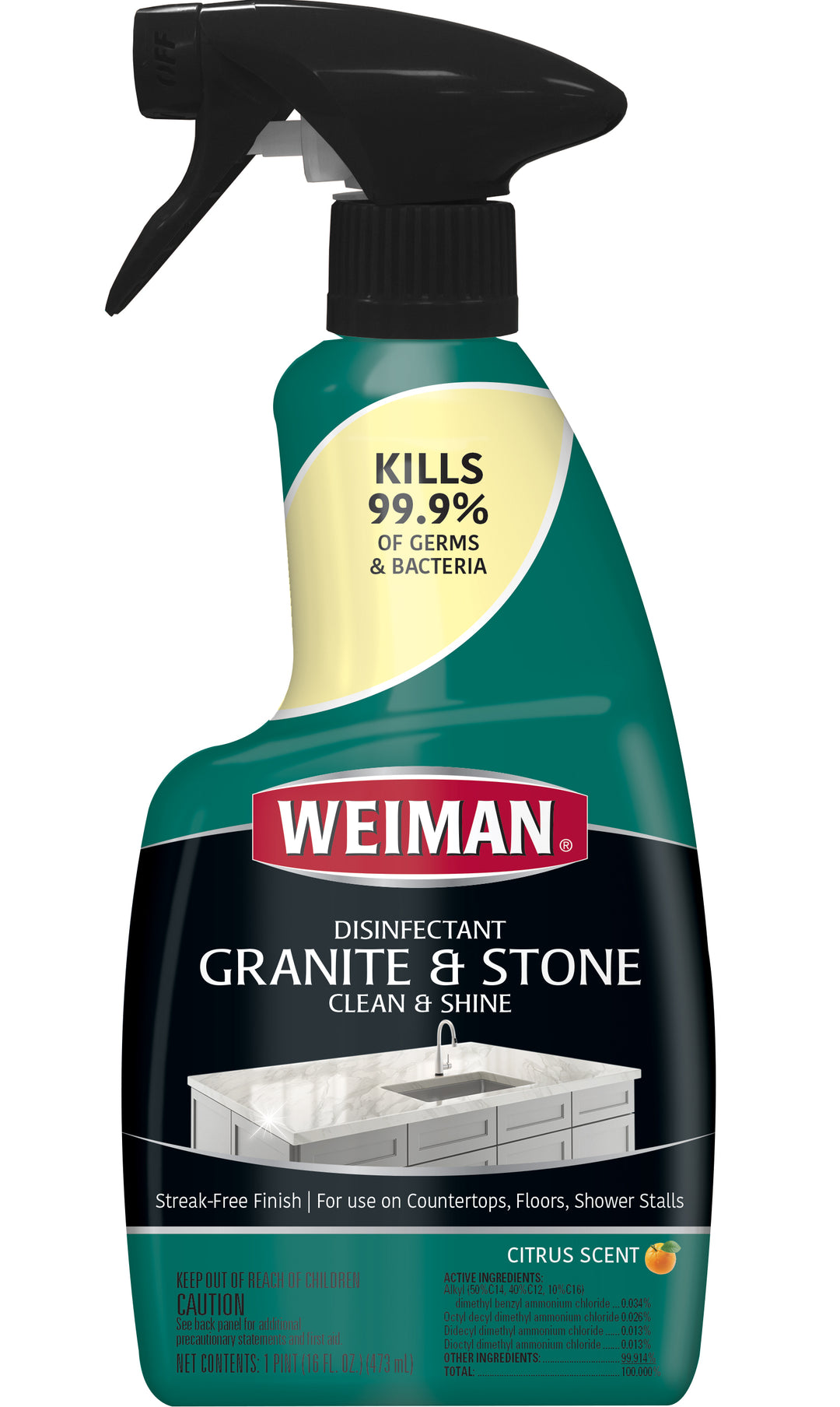Weiman Products Granite Cleaner & Polish Trigger-16 fl. oz.-6/Case