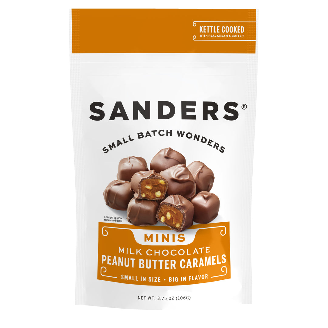 Sanders Milk Chocolate Crunchy Peanut Butter Caramel Mini Bites-3.75 oz.-12/Case