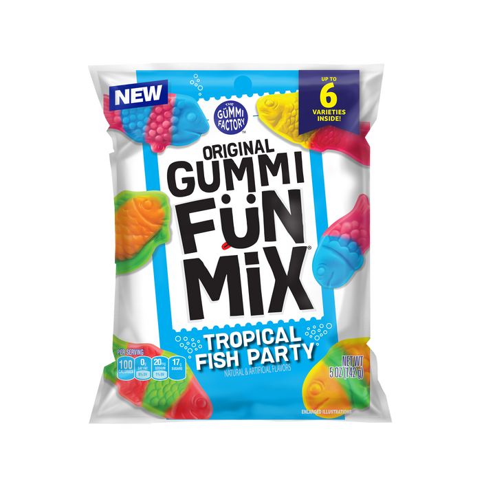 Original Gummi Factory Fun Mix Tropical Fish Gummy Candy-5 oz.-12/Case