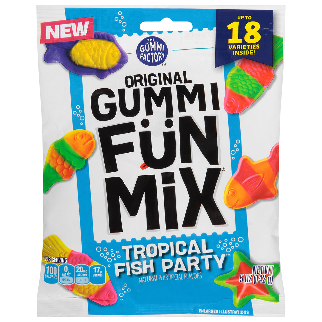 Original Gummi Factory Fun Mix Tropical Fish Gummy Candy-5 oz.-12/Case