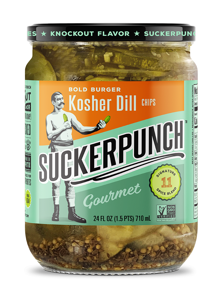 Suckerpunch Gourmet Kosher Dill Pickle Chip Jar-24 fl. oz.-6/Case