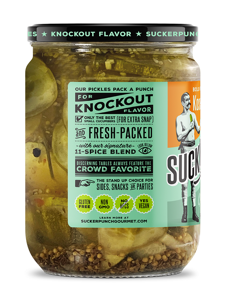 Suckerpunch Gourmet Kosher Dill Pickle Chip Jar-24 fl. oz.-6/Case