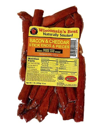 Wisconsins Best Bacon & Cheddar Stick Ends And Pieces Each-1 Each-12/Case