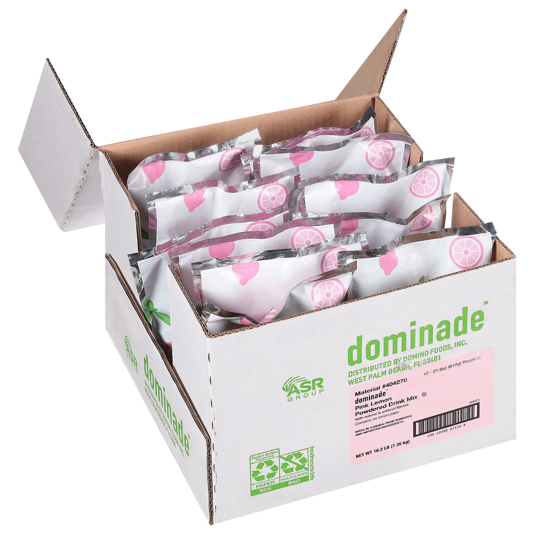Domino Dominade Pink Lemon Powdered Drink Mix Pouches-21.6 oz.-12/Case