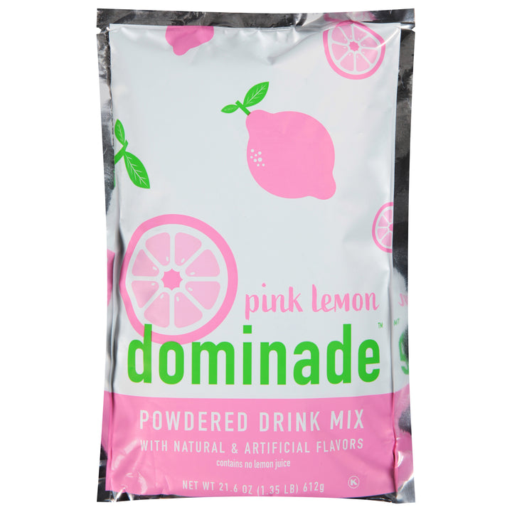 Domino Dominade Pink Lemon Powdered Drink Mix Pouches-21.6 oz.-12/Case