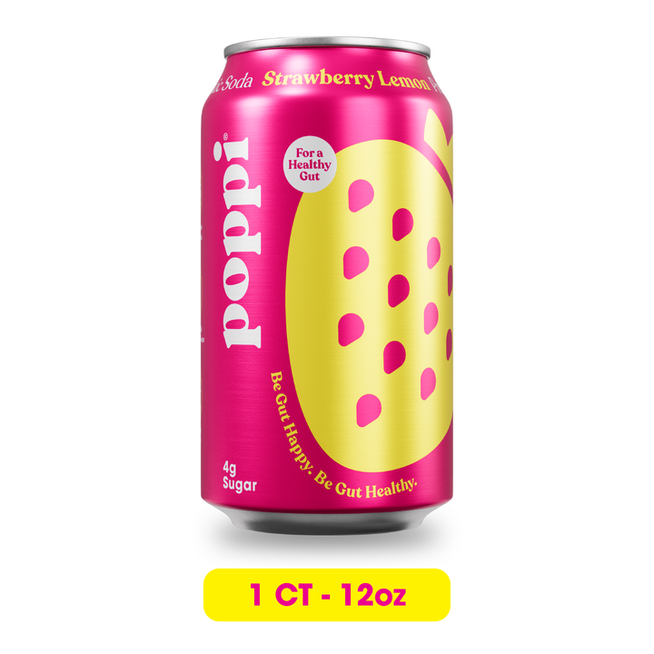 Poppi Prebiotic Strawberry Lemon Soda-12 fl. oz.-12/Case