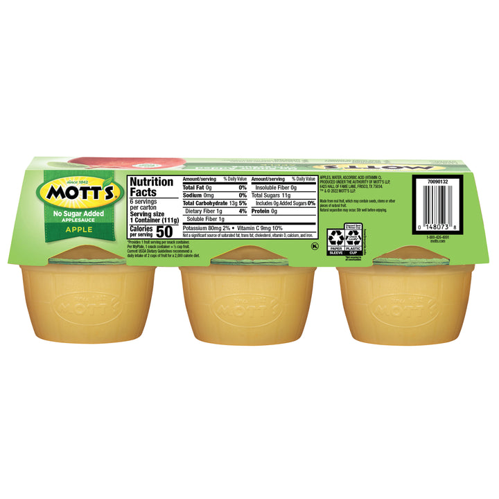 Mott's Unsweetened Applesauce-3.9 oz.-6/Box-12/Case