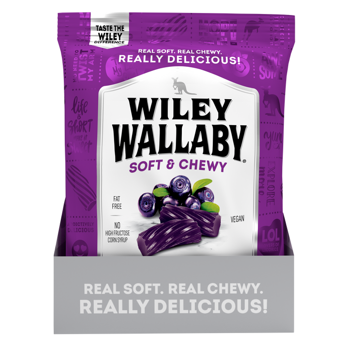 Wiley Wallaby Huckleberry Licorice-4 oz.-12/Case
