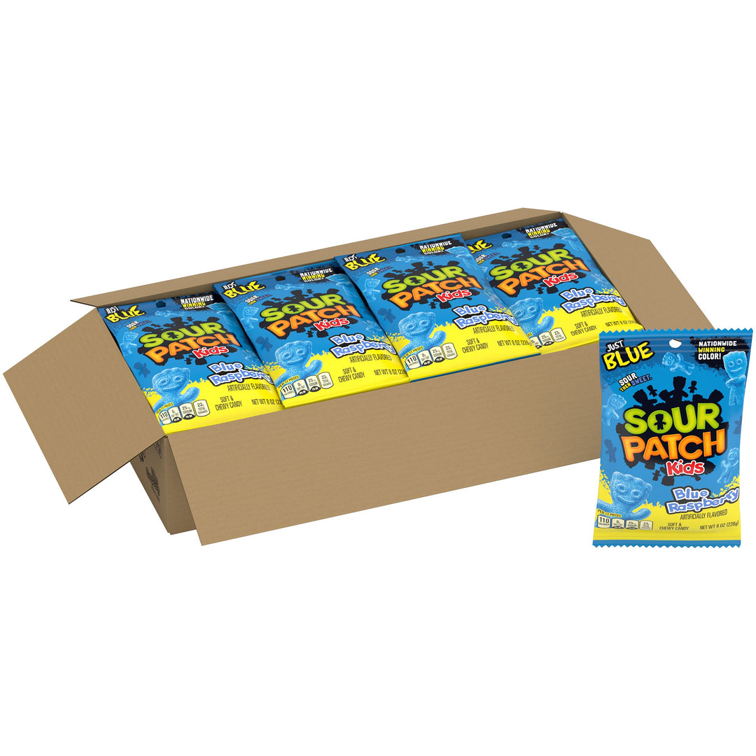 Sour Patch Kids Blue Raspberry Gummy Candy Peg Bag-8 oz.-12/Case