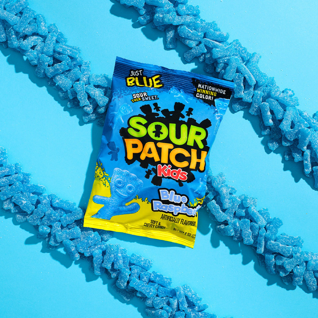 Sour Patch Kids Blue Raspberry Gummy Candy Peg Bag-8 oz.-12/Case