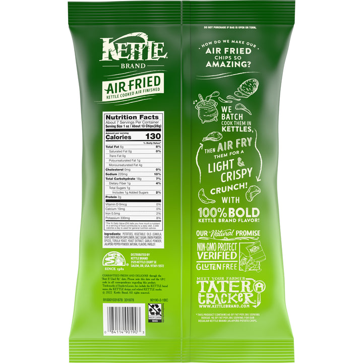 Kettle Foods Potato Chips-Air Fried Jalapeno Kettle Chips-6.5 oz.-12/Case