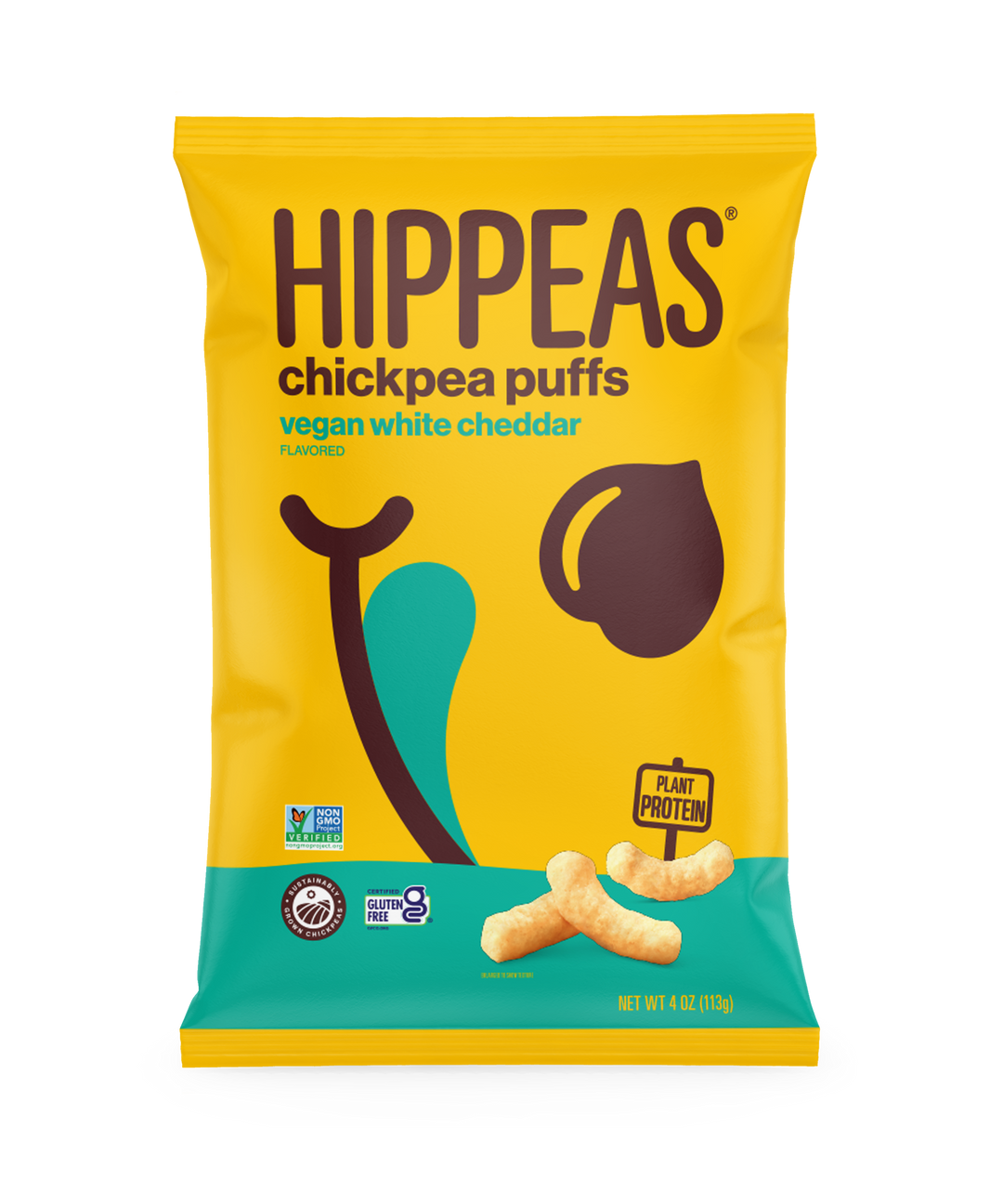 Hippeas Non-Gmo Chickpea Puffs -Vegan White Cheddar-4 oz.-12/Case