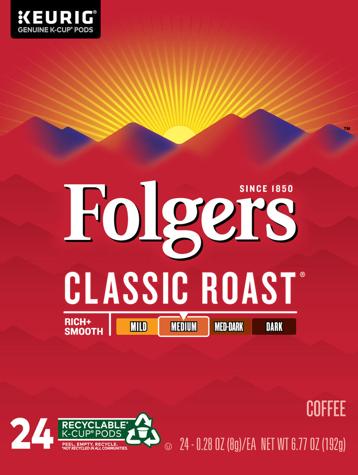 Folgers Classic Roast K-Cup Pod-24 Count-4/Case