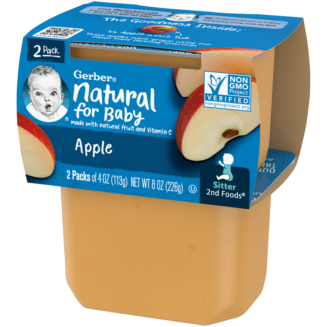Gerber 2Nd Foods Non-Gmo Applesauce Puree Baby Food Tub-2X 4 Oz Tubs-8 oz.-8/Case
