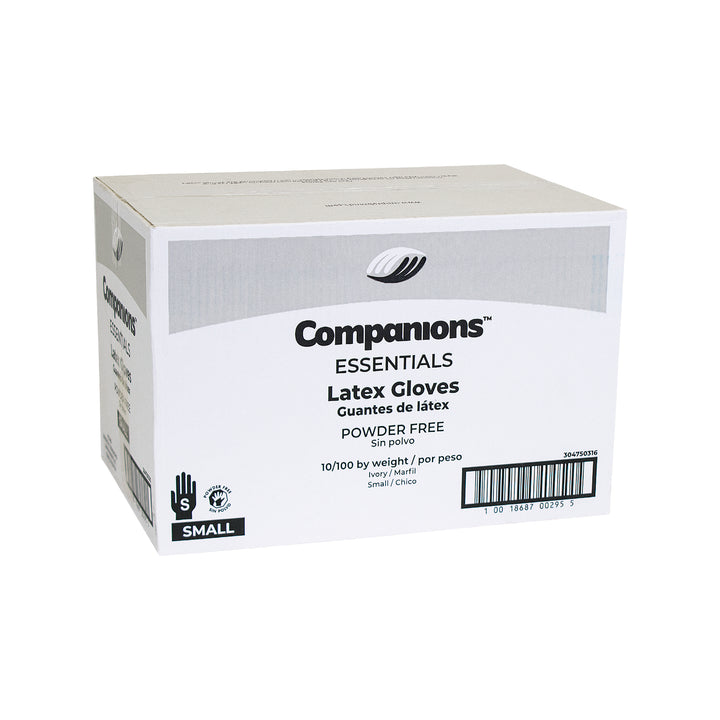 Companions Essentials Gloves Latex Powder Free Small-100 Each-100/Box-10/Case
