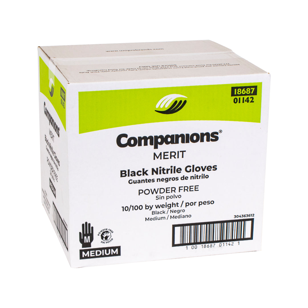 Companions Essentials Medium Nitrile Black Powder Free Glove-100 Each-100/Box-10/Case