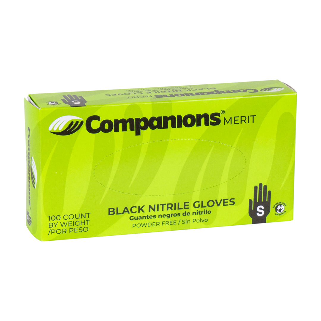 Companions Essentials Small Nitrile Black Powder Free Glove-100 Each-100/Box-10/Case
