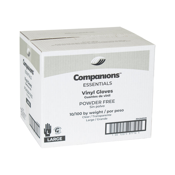 Companions Essentials Gloves Vinyl Powder Free Large-100 Each-100/Box-10/Case