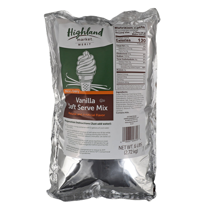 Highland Market Unipro Soft Serve Vanilla Ice Cream Mix-6 lbs.-6/Case
