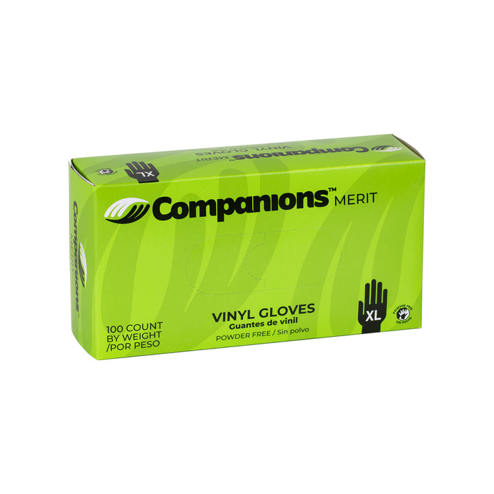 Companions Merit Vinyl Powder Free Extra Large Glove-100 Each-100/Box-4/Case