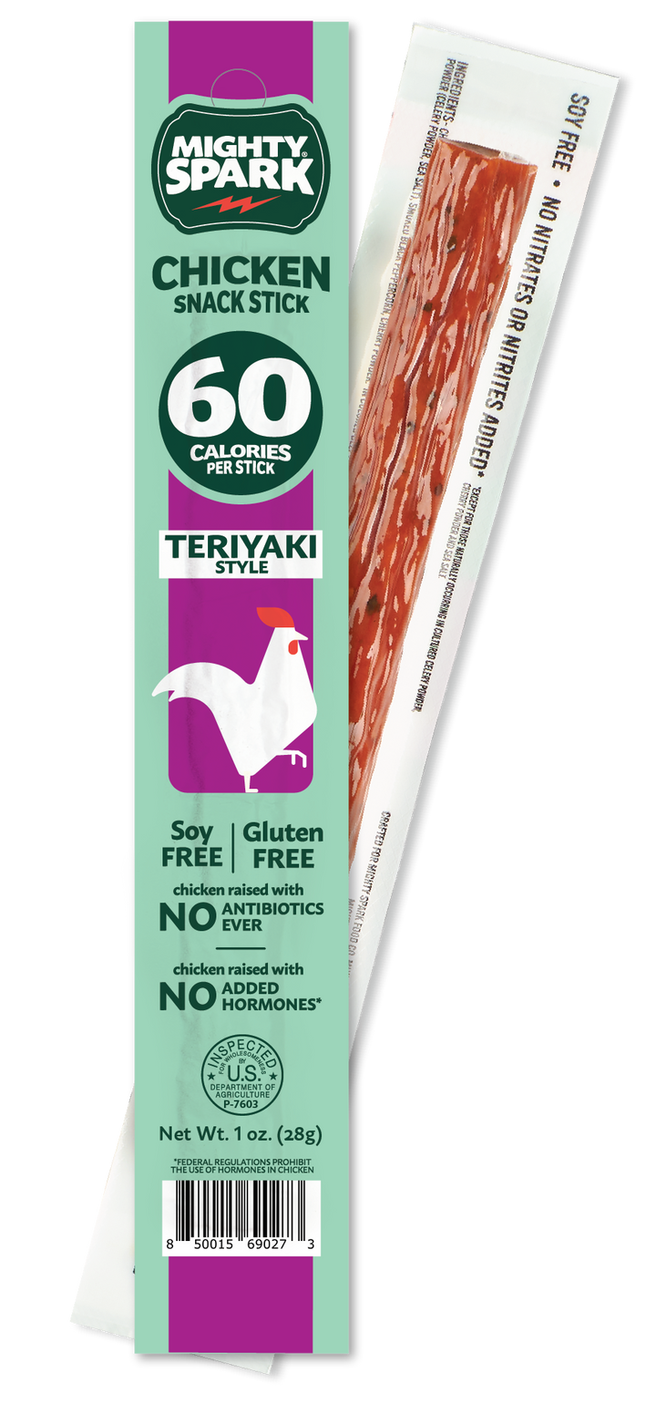 Mighty Spark Food Co Teriyaki Chicken Snack Sticks-1 oz. Stick-48/Case